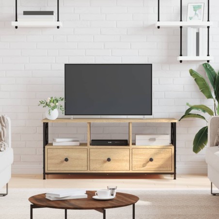 vidaXL Mueble TV hierro madera contrachapada roble Sonoma 102x33x45 cm