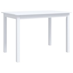 vidaXL Mesa de comedor de madera maciza de caucho blanco 114x71x75 cm