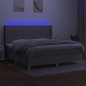vidaXL Cama box spring con colchón tela y LED gris claro 200x200 cm vidaXL Cama box spring con colchón tela y LED gris claro 200x200 cm