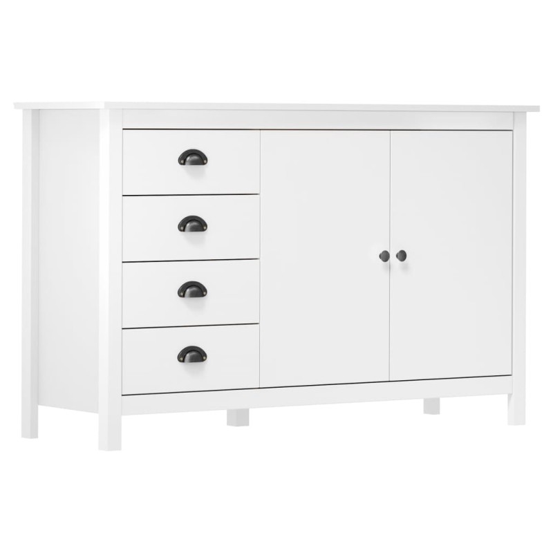 vidaXL Mesita de noche Hill madera maciza de pino blanco 130x40x80 cm