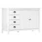vidaXL Mesita de noche Hill madera maciza de pino blanco 130x40x80 cm