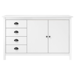 vidaXL Mesita de noche Hill madera maciza de pino blanco 130x40x80 cm