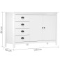 vidaXL Mesita de noche Hill madera maciza de pino blanco 130x40x80 cm