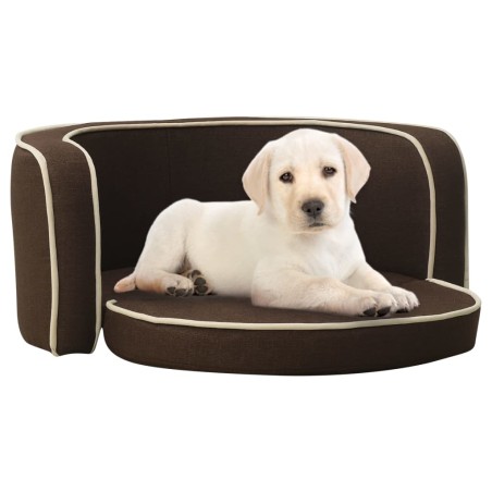 vidaXL Sofá plegable para perros cojín lavable lino marrón 76x71x30 cm