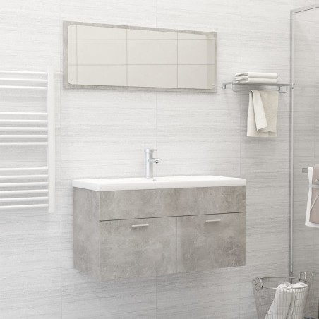 vidaXL Juego de muebles de baño madera de ingeniería gris hormigón