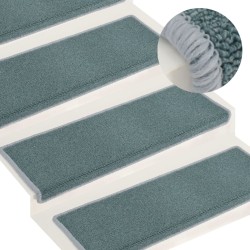 vidaXL Alfombras de peldaños de escalera 15 uds azul 65x21x4 cm