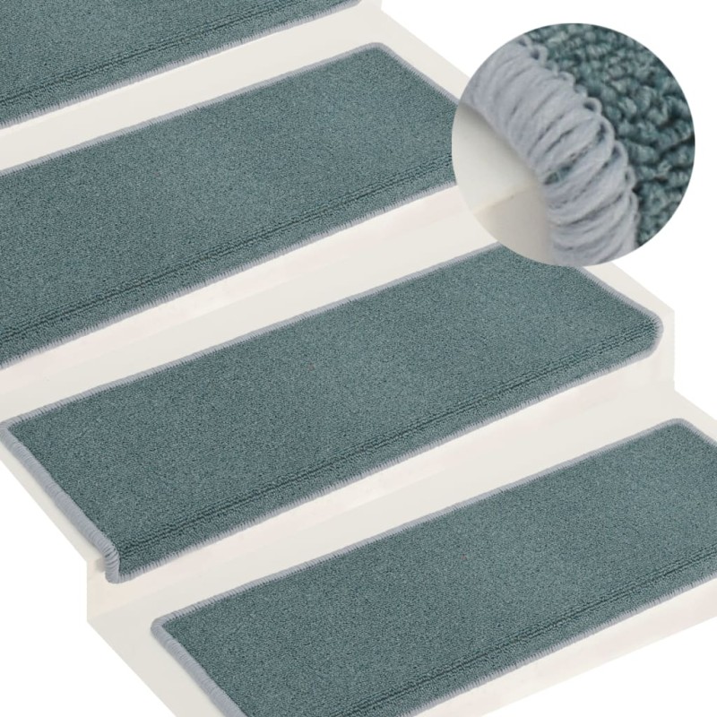 vidaXL Alfombras de peldaños de escalera 15 uds azul 65x21x4 cm vidaXL Alfombras de peldaños de escalera 15 uds azul 65x21x4 cm