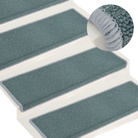 vidaXL Alfombras de peldaños de escalera 15 uds azul 65x21x4 cm