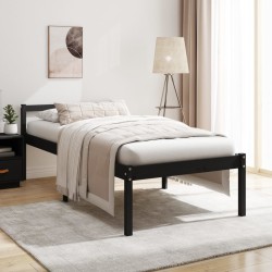 vidaXL Cama para personas mayores madera maciza pino negra 100x200 cm