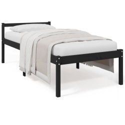 vidaXL Cama para personas mayores madera maciza pino negra 100x200 cm