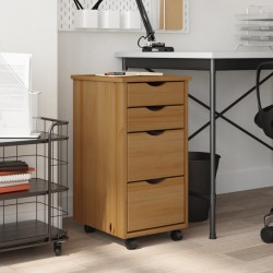 vidaXL Cajonera con ruedas MOSS madera maciza pino marrón miel