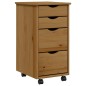vidaXL Cajonera con ruedas MOSS madera maciza pino marrón miel vidaXL Cajonera con ruedas MOSS madera maciza pino marrón miel