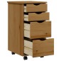 vidaXL Cajonera con ruedas MOSS madera maciza pino marrón miel vidaXL Cajonera con ruedas MOSS madera maciza pino marrón miel