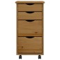 vidaXL Cajonera con ruedas MOSS madera maciza pino marrón miel vidaXL Cajonera con ruedas MOSS madera maciza pino marrón miel