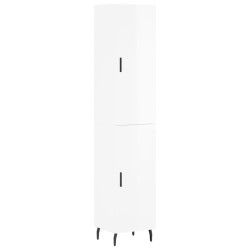 vidaXL Aparador alto madera contrachapada blanco brillo 34,5x34x180 cm