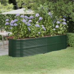 vidaXL Jardinera arriate acero recubrimiento polvo verde 296x80x68 cm