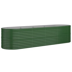 vidaXL Jardinera arriate acero recubrimiento polvo verde 296x80x68 cm