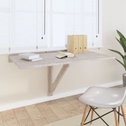 vidaXL Mesa de pared plegable contrachapada gris hormigón 100x60x56 cm