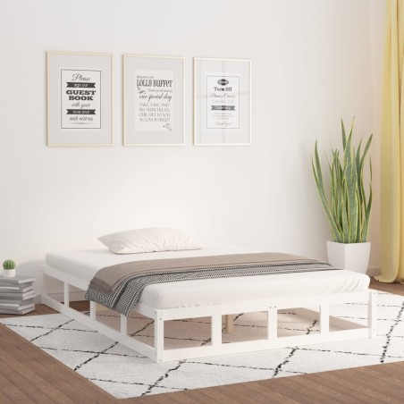 vidaXL Estructura de cama doble de madera maciza blanco 135x190 cm