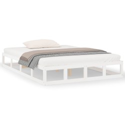 vidaXL Estructura de cama doble de madera maciza blanco 135x190 cm