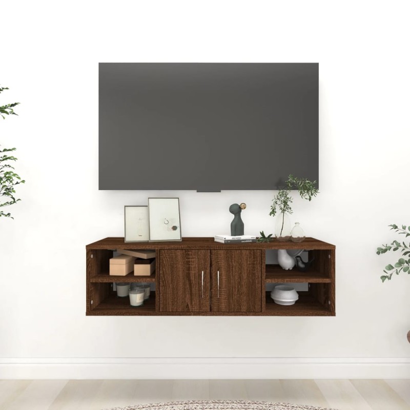 vidaXL Estantería de pared madera contrachapada marrón 102x30x29 cm vidaXL Estantería de pared madera contrachapada marrón 102x30x29 cm