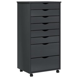 vidaXL Cajonera con ruedas MOSS madera maciza de pino gris