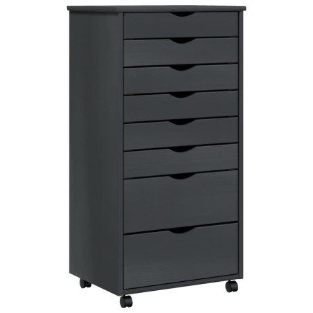 vidaXL Cajonera con ruedas MOSS madera maciza de pino gris