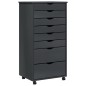 vidaXL Cajonera con ruedas MOSS madera maciza de pino gris