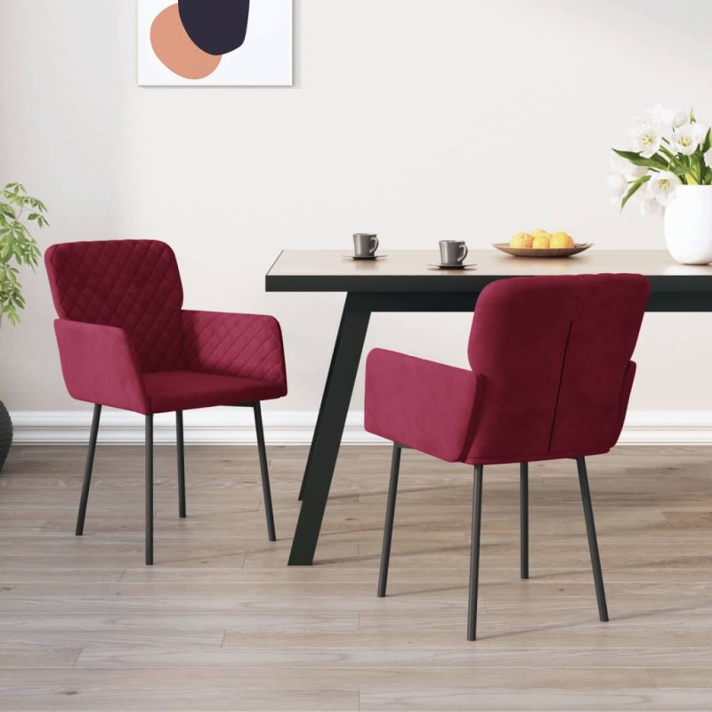 vidaXL Sillas de comedor 2 unidades terciopelo rojo tinto vidaXL Sillas de comedor 2 unidades terciopelo rojo tinto