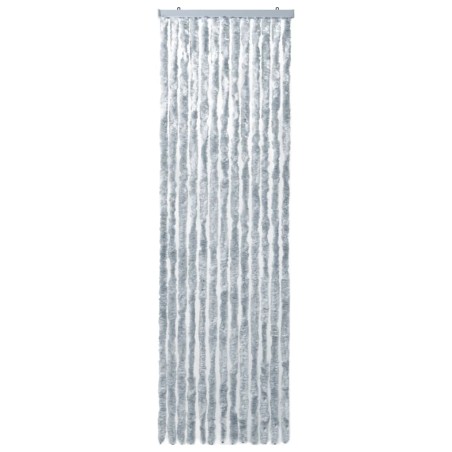 vidaXL Cortina mosquitera de chenilla blanca y gris 120x220 cm