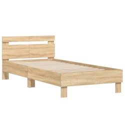 vidaXL Cama con cabecero madera de ingeniería roble Sonoma 100x200 cm