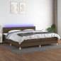 vidaXL Cama box spring con colchón LED tela marrón oscuro 200x200 cm vidaXL Cama box spring con colchón LED tela marrón oscuro 200x200 cm