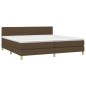 vidaXL Cama box spring con colchón LED tela marrón oscuro 200x200 cm vidaXL Cama box spring con colchón LED tela marrón oscuro 200x200 cm