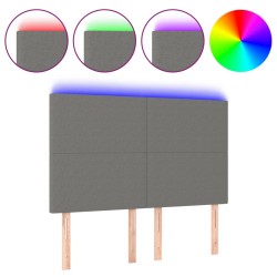vidaXL Cabecero con luces LED tela gris oscuro 144x5x118/128 cm
