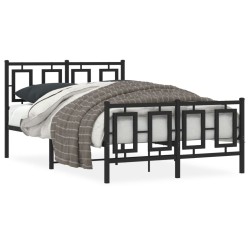 vidaXL Estructura de cama cabecero y estribo metal negro 120x200 cm
