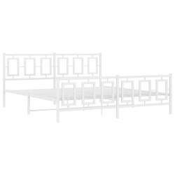 vidaXL Estructura cama metal con cabecero y estribo blanco 180x200 cm