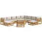 vidaXL Set muebles jardín 12 pzas madera maciza y cojines gris claro