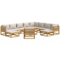 vidaXL Set muebles jardín 12 pzas madera maciza y cojines gris claro