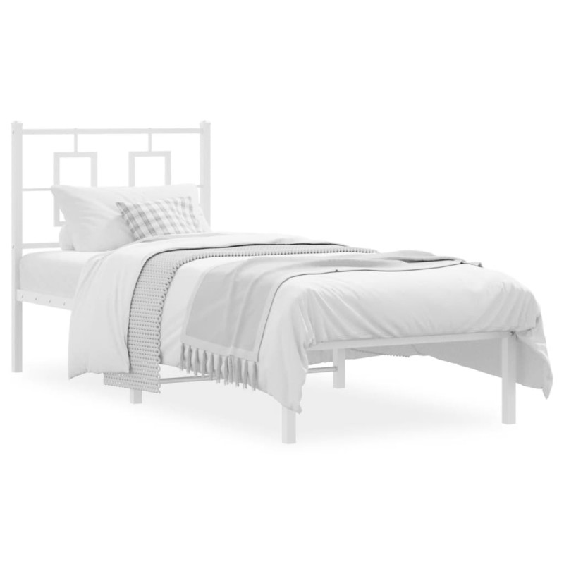 vidaXL Estructura de cama de metal con cabecero blanco 80x200 cm