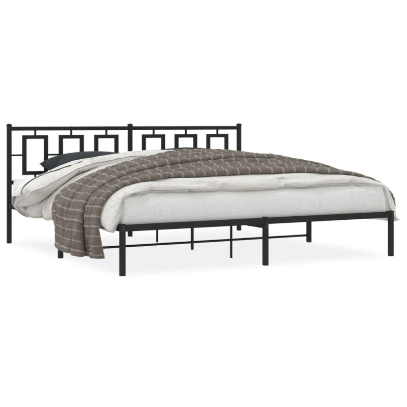 vidaXL Estructura de cama con cabecero metal negro 200x200 cm vidaXL Estructura de cama con cabecero metal negro 200x200 cm