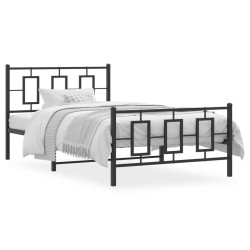 vidaXL Estructura de cama con cabecero y estribo metal negro 107x203cm