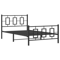 vidaXL Estructura de cama con cabecero y estribo metal negro 107x203cm