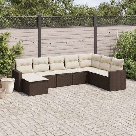 vidaXL Set sofás de jardín 8 piezas y cojines ratán sintético marrón