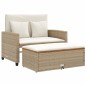 vidaXL Sofá de jardín con cojines 2 plazas ratán y madera acacia beige vidaXL Sofá de jardín con cojines 2 plazas ratán y madera acacia beige