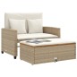vidaXL Sofá de jardín con cojines 2 plazas ratán y madera acacia beige vidaXL Sofá de jardín con cojines 2 plazas ratán y madera acacia beige