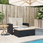 vidaXL Sofá de jardín con cojines 2 plazas ratán y madera acacia negro vidaXL Sofá de jardín con cojines 2 plazas ratán y madera acacia negro