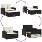 vidaXL Sofá de jardín con cojines 2 plazas ratán y madera acacia negro vidaXL Sofá de jardín con cojines 2 plazas ratán y madera acacia negro