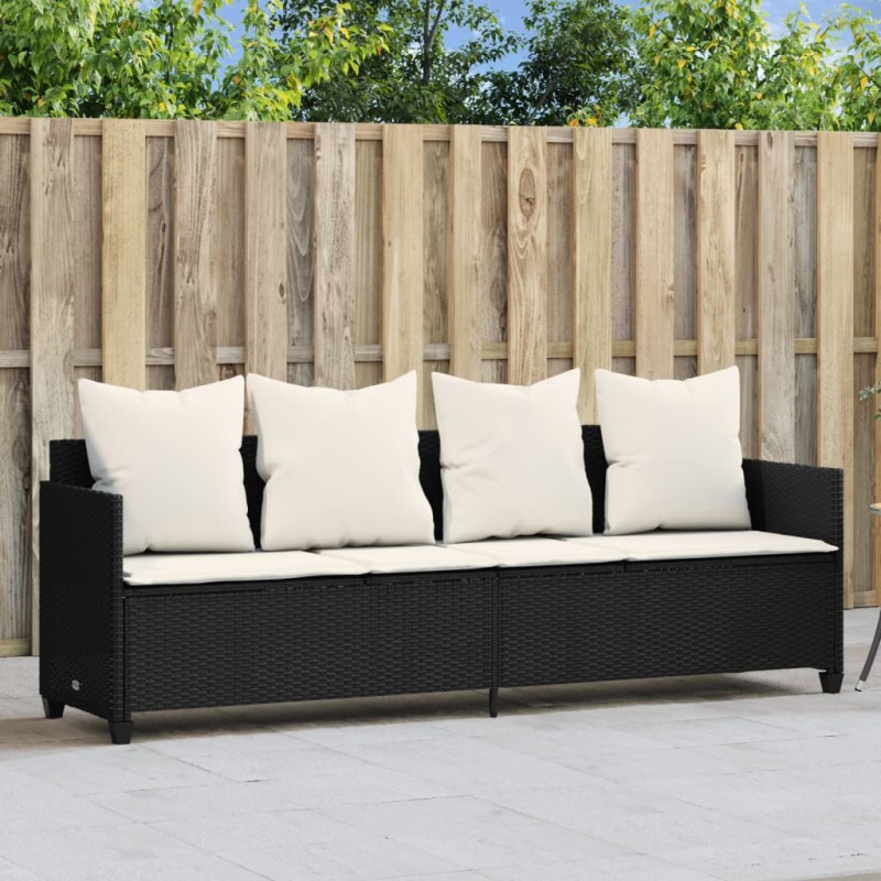 vidaXL Tumbona con cojines ratán sintético negro vidaXL Tumbona con cojines ratán sintético negro
