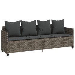 vidaXL Tumbona con cojines ratán sintético gris