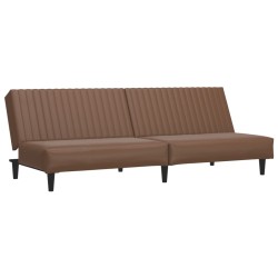 vidaXL Sofá cama de 2 plazas cuero sintético marrón